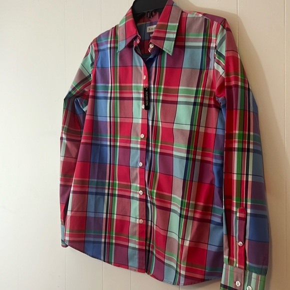 Colorful checkered Pattern Kim Rodgers NWT No Iron Button down Shirt Small - Picture 3 of 11